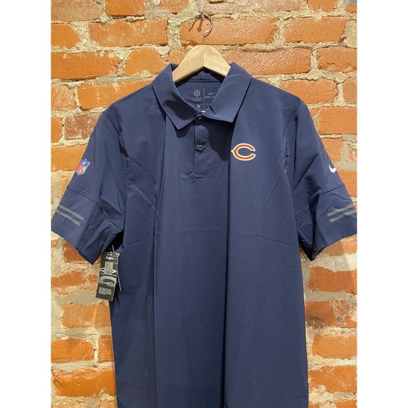 New Mens Nike On Field Chicago Bears Polo Shirt Large L Navy Dri-Fit Apparel NWT - Picture 1 of 7